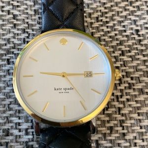 Woman's Kate Spade black leather two-toned watch